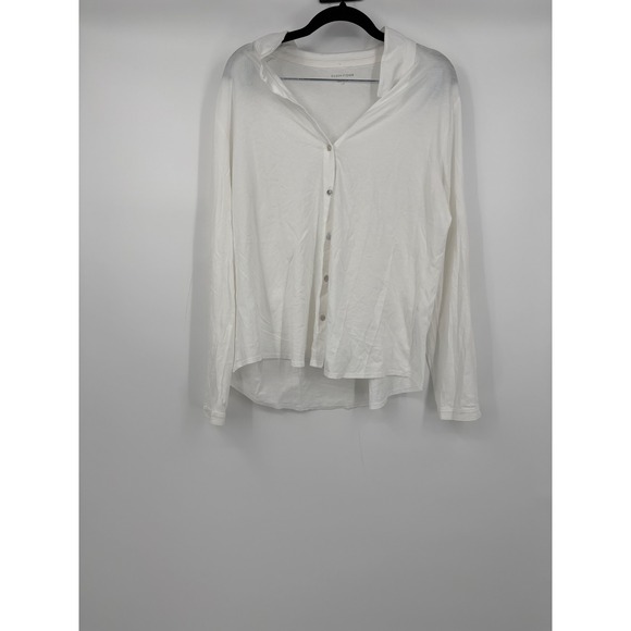 Eileen Fisher Tops - EILEEN FISHER White Organic Cotton Button Front Long Sleeve Shirt Top L G